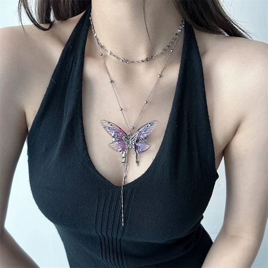 evilyumi purple butterfly necklace