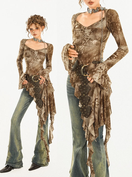 evilyumi Flared-sleeve top