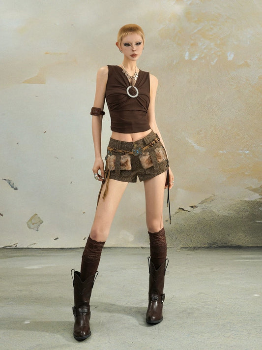 evilyumi straight-leg shorts