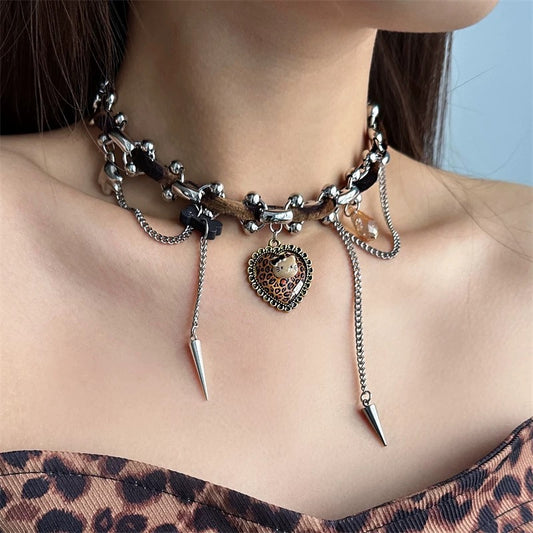 evilyumi leather chain heart