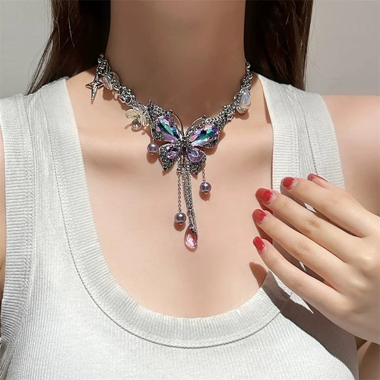 evilyumi purple butterfly necklace
