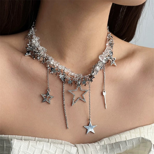 evilyumi starry transparent shattered necklace