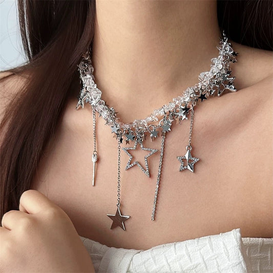 evilyumi starry transparent shattered necklace