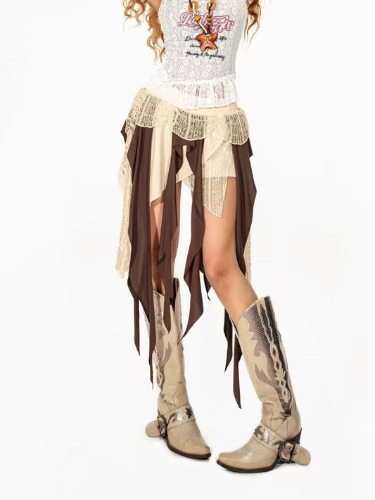 evilyumi Vintage Lace Miniskirt