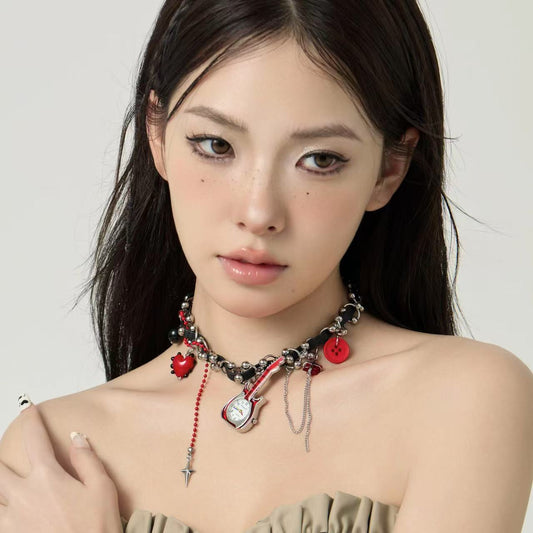 evilyumi Guitar Clock Necklace
